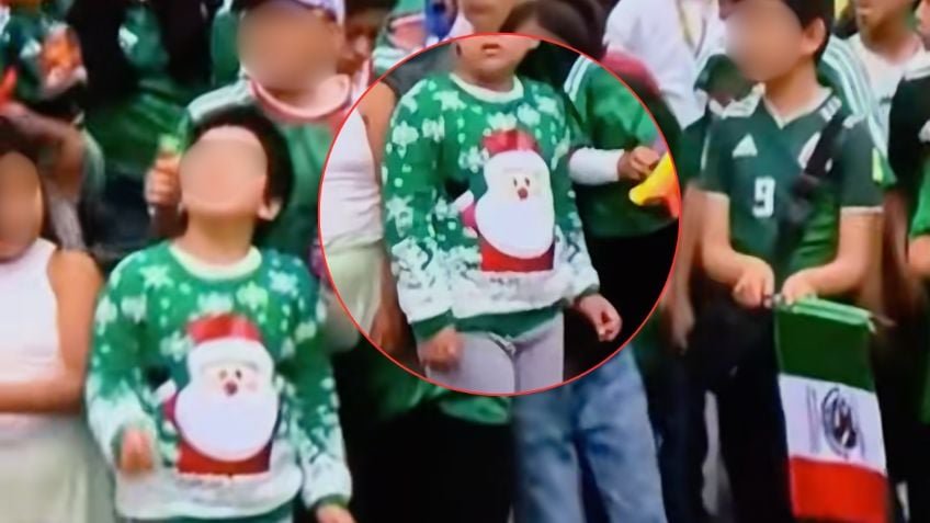 Niño se hace viral por usar suéter de Navidad a falta de playera de la selección mexicana en la Copa Mundial 2026