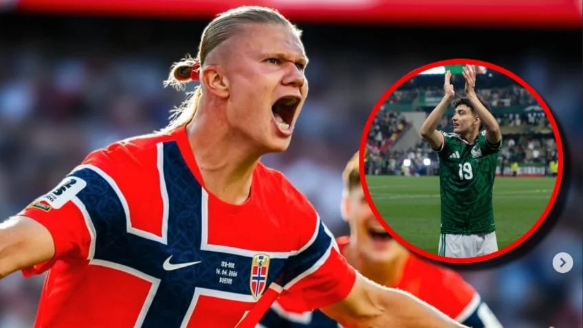 Gilberto Mora apoya a Haaland, FILTRAN FOTO del mexicano en el partido de Noruega vs Inglaterra