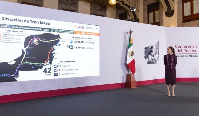 Mexicana de Aviación, AIFA, Tren Maya y Grupo Mundo Maya cumplen sus objetivos y van de acuerdo con su planeación: presidenta